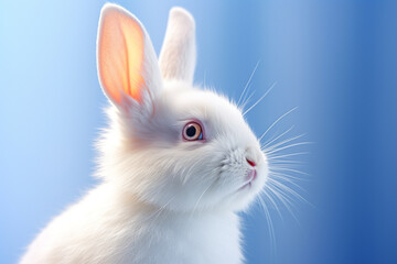 Obraz premium Fluffy White Rabbit Portrait: Pure Cuteness and Pet Love. Animal Companionship and Easter Celebrations concept