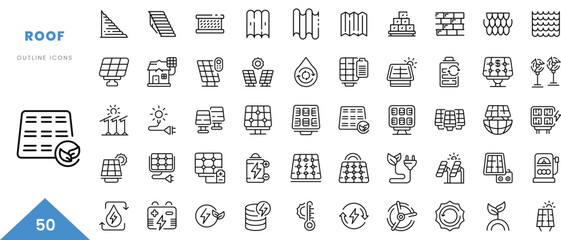 roof outline icon collection. Minimal linear icon pack. Vector illustration - obrazy, fototapety, plakaty