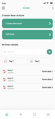 Write Note on Mobile, Online Notebook Writting, Post it and Notes Editor App UI Kit Template