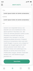 Write Note on Mobile, Online Notebook Writting, Post it and Notes Editor App UI Kit Template