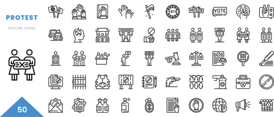 protest outline icon collection. Minimal linear icon pack. Vector illustration