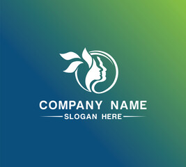 woman face with leaves design, perfect for hair salons, skincare products, and spa centers minimal logo Design Vector