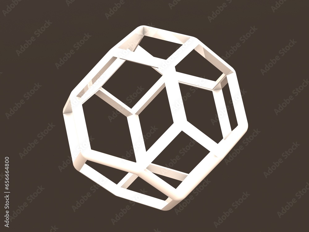 Poster wireframe shape truncated octahedron 3d print model
