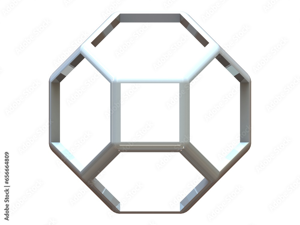 Poster wireframe shape truncated octahedron 3d print model
