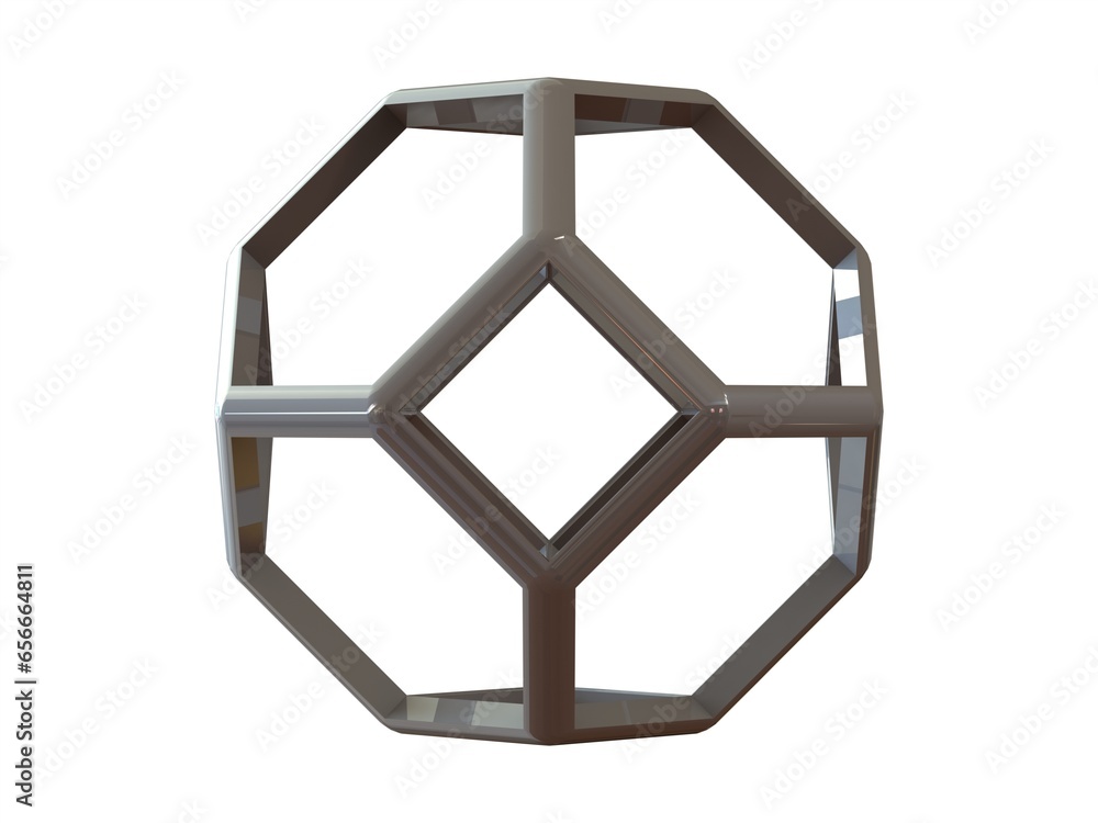 Poster wireframe shape truncated octahedron 3d print model