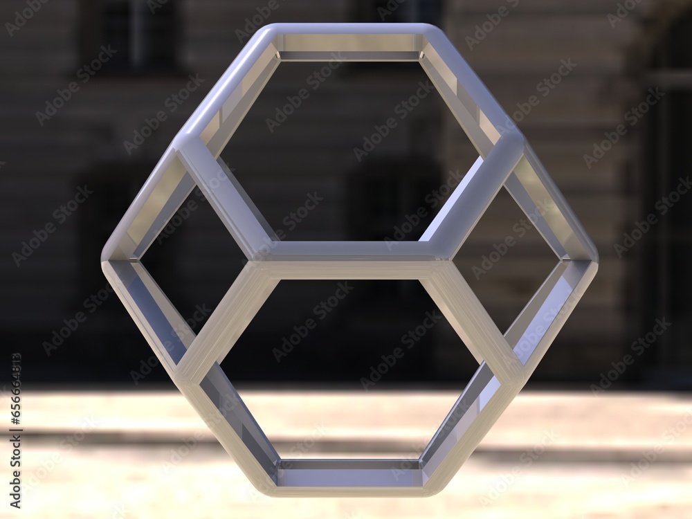 Aufkleber wireframe shape truncated octahedron 3d print model