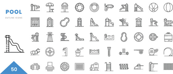 pool outline icon collection. Minimal linear icon pack. Vector illustration
