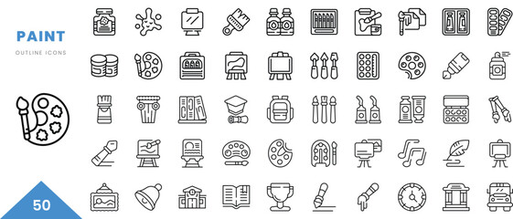 paint outline icon collection. Minimal linear icon pack. Vector illustration