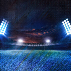 Cricket template for social media posts. Cricket background with stadium lights, gallery and field....
