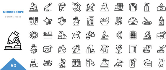 microscope outline icon collection. Minimal linear icon pack. Vector illustration