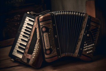 Close-up of the accordion, musical instrument, folk band, Accordionist - obrazy, fototapety, plakaty
