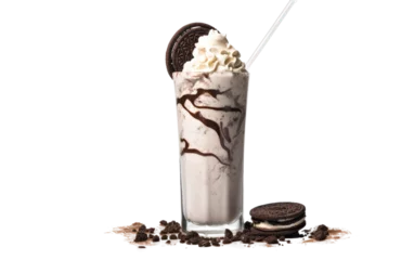 Fotobehang Oreo crushed Chocolate Chip Milkshake Isolated on Transparent Background ©  Creative_studio