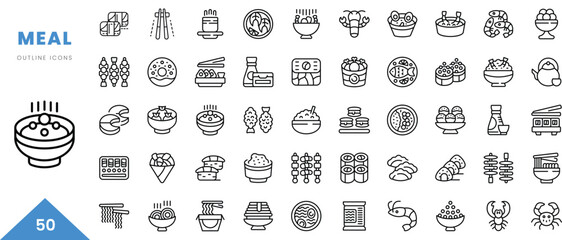 meal outline icon collection. Minimal linear icon pack. Vector illustration