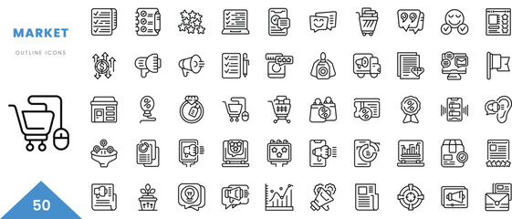 market outline icon collection. Minimal linear icon pack. Vector illustration