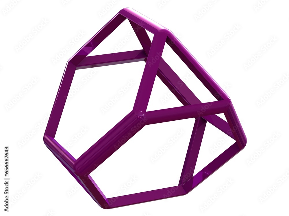 Poster wireframe shape truncated tetrahedron 3d print model