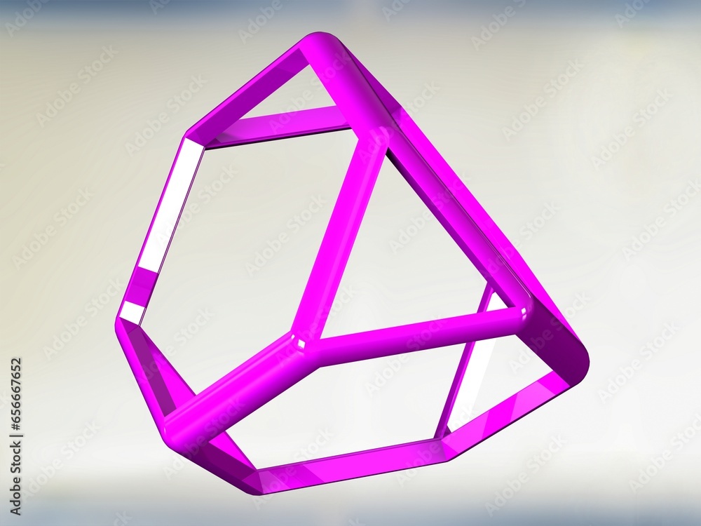 Poster wireframe shape truncated tetrahedron 3d print model