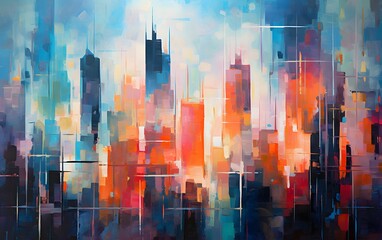 Panorama of the city. Abstract background with modern skyscrapers.