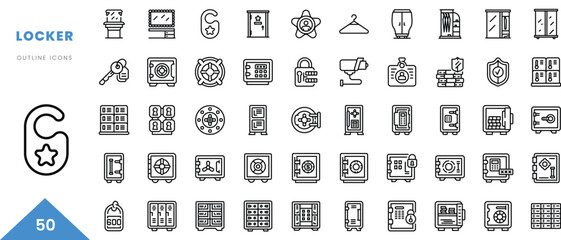 locker outline icon collection. Minimal linear icon pack. Vector illustration