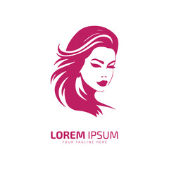 Minimal and abstract logo of lady vector girl icon woman silhouette female isolated template design pink female