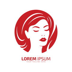Minimal and abstract logo of lady vector girl icon woman silhouette female isolated template design red woman
