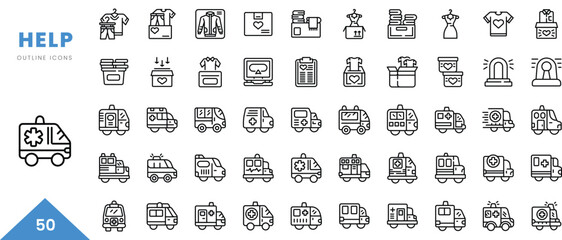 help outline icon collection. Minimal linear icon pack. Vector illustration