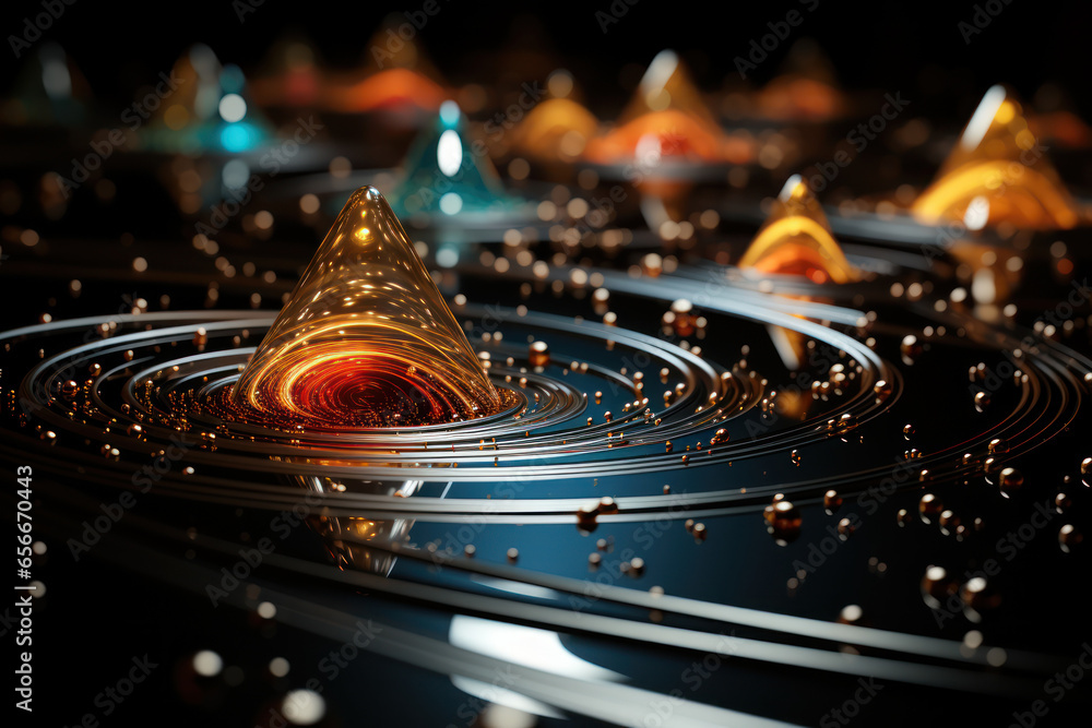 Poster a space-time diagram illustrating how gravity bends the fabric of the universe, affecting the flow o