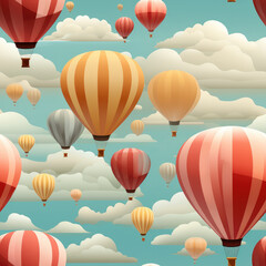 Fototapeta premium Hot air balloon cartoon repeat pattern