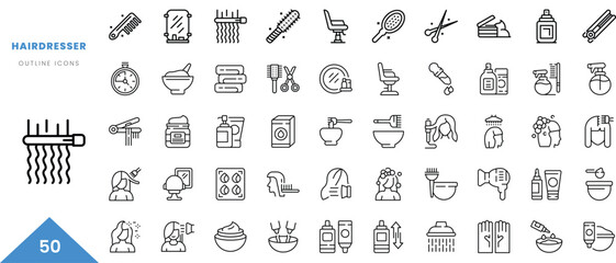 hairdresser outline icon collection. Minimal linear icon pack. Vector illustration - obrazy, fototapety, plakaty