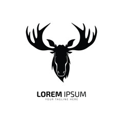 Minimal and abstract logo of moose vector elk icon fur silhouette isolated template design head of moose
