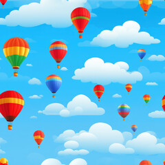 Hot air balloon cartoon repeat pattern