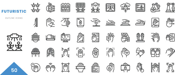 futuristic outline icon collection. Minimal linear icon pack. Vector illustration