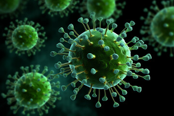 a group of viruses and bacteria close up of a virus cell coronavirus are shown in this image