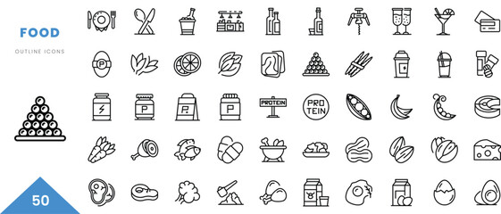 food outline icon collection. Minimal linear icon pack. Vector illustration