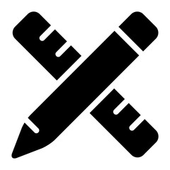 Pencil, ruler, icon, solid, drawing, sketching, art, design, drafting, measurement, precision, tool, stationery, office supplies, drafting tools 