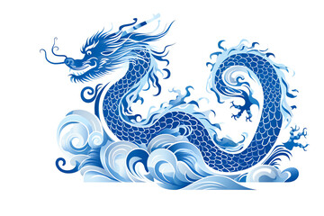 Happy Chinese new year 2024 Zodiac sign, year of the Dragon, on white background - obrazy, fototapety, plakaty