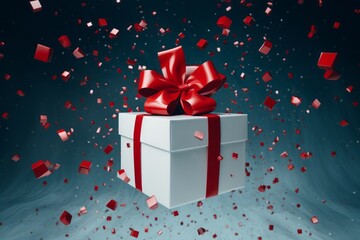 Obraz premium A Gift Box with Bold Color Blocks, Symbolizing Festive Surprises and Happiness, Generative AI