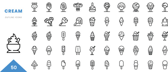 cream outline icon collection. Minimal linear icon pack. Vector illustration