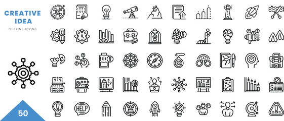 creative idea outline icon collection. Minimal linear icon pack. Vector illustration