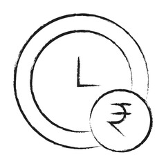 Hand drawn rupee clock icon