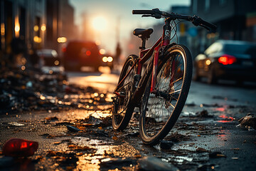 bicycle parked on the road