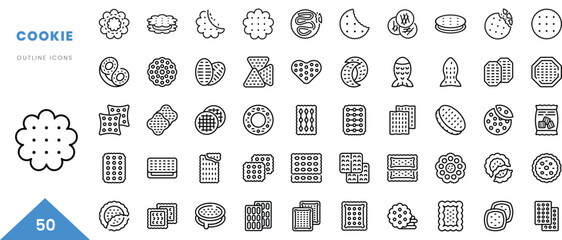 cookie outline icon collection. Minimal linear icon pack. Vector illustration - obrazy, fototapety, plakaty