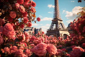 Foto auf Glas paris. eiffel tower in the morning © ARAMYAN