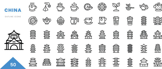 china outline icon collection. Minimal linear icon pack. Vector illustration - obrazy, fototapety, plakaty