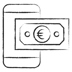 Hand drawn Euro Mobile icon
