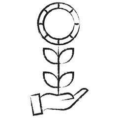 Hand drawn Grow coin icon