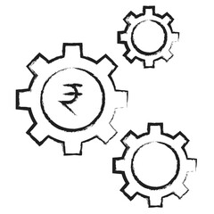 Hand drawn Rupees setting icon