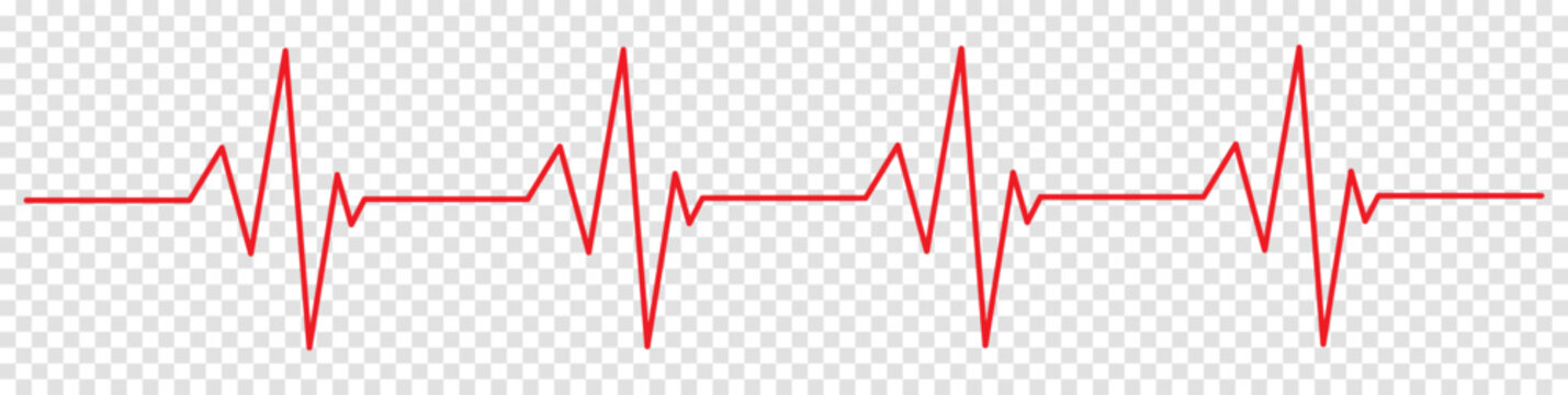 Heartbeat red line icon. EKG and cardio symbol. Vector illustration isolated on transparent background