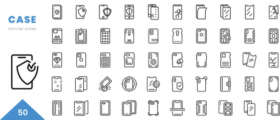 case outline icon collection. Minimal linear icon pack. Vector illustration
