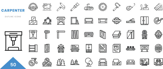 carpenter outline icon collection. Minimal linear icon pack. Vector illustration