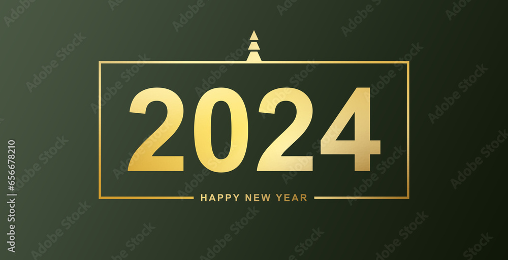 Wall mural 2024 happy new year number, gold luxury design for greeting, premium 2024 symbol vector design.